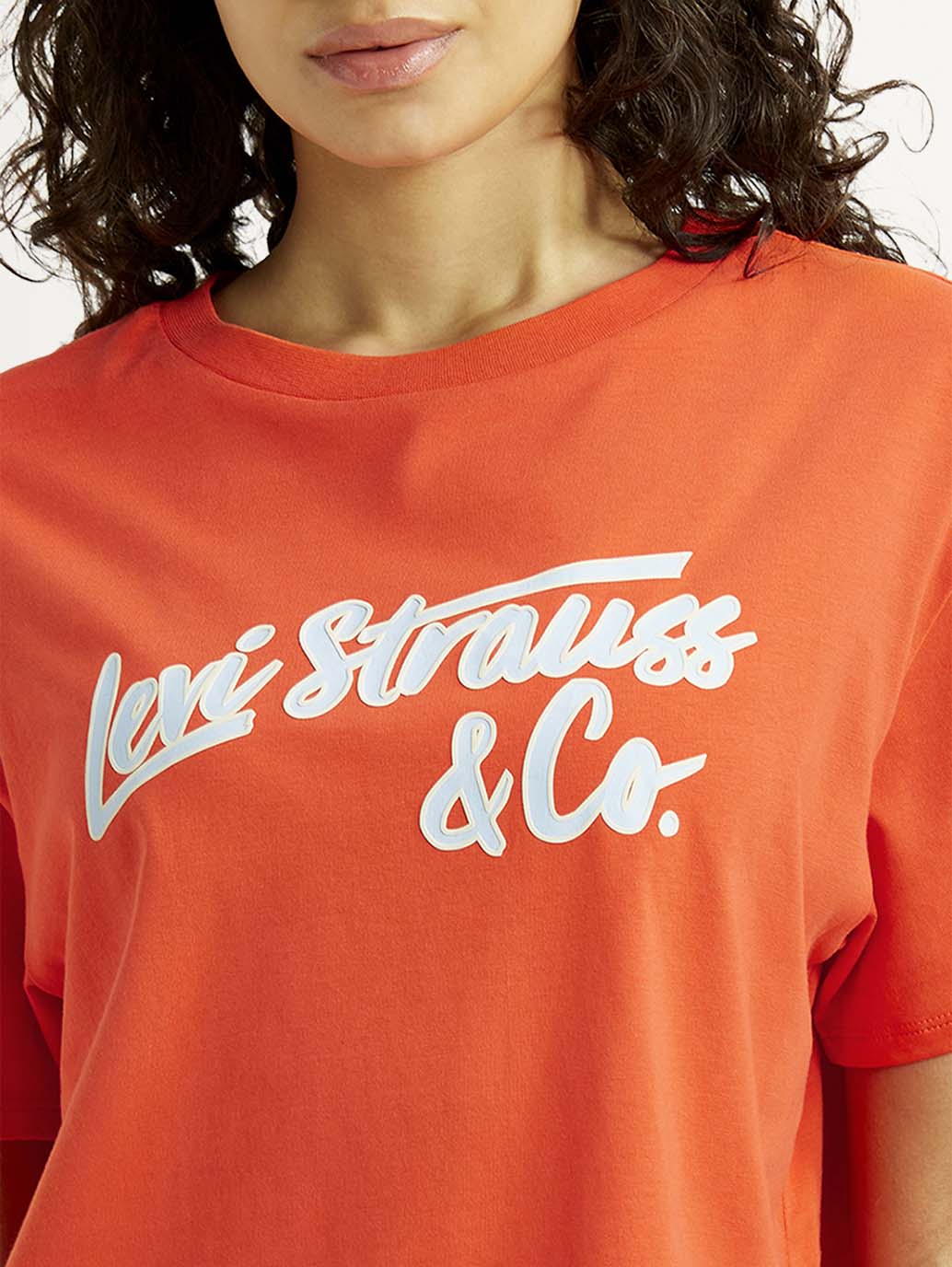 Women's Brand Logo Orange Relaxed Fit T-shirt - Image 4