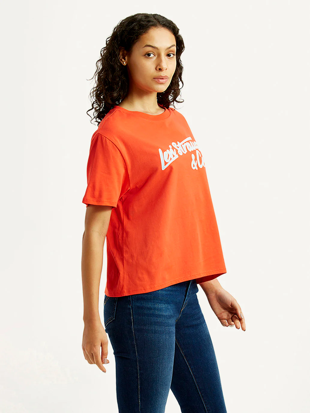 Women's Brand Logo Orange Relaxed Fit T-shirt - Image 5