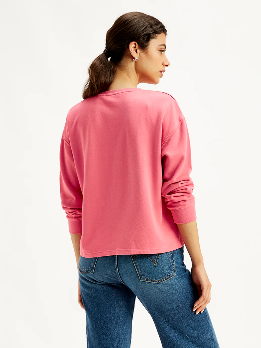 Women's Brand Logo Pink Crew Neck Sweatshirt - Image 2