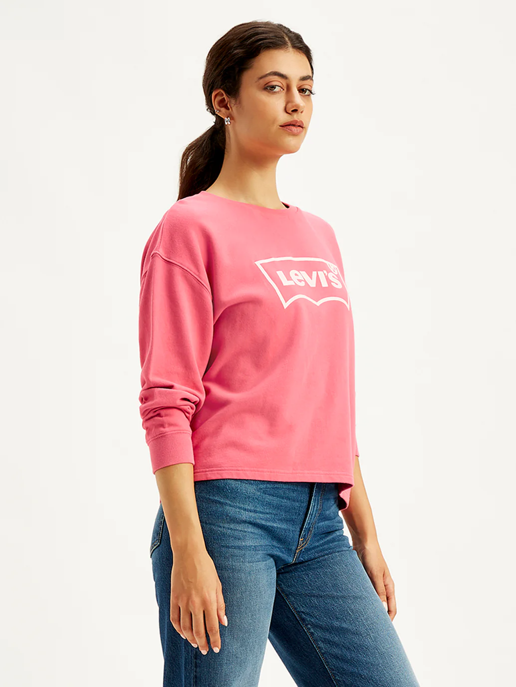 Women's Brand Logo Pink Crew Neck Sweatshirt - Image 4