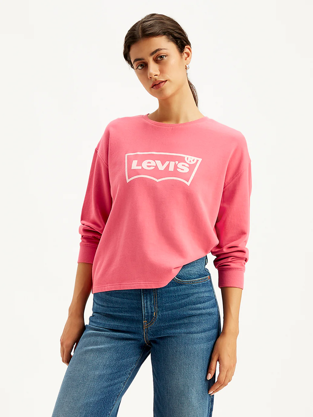 Women's Brand Logo Pink Crew Neck Sweatshirt - Image 6