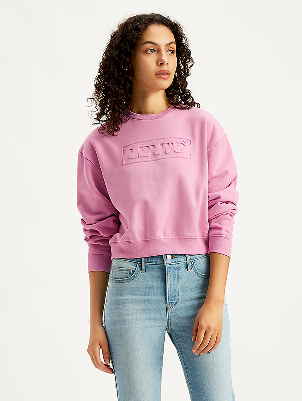 Women's Brand Logo Pink Crew Neck Sweatshirt - Image 2