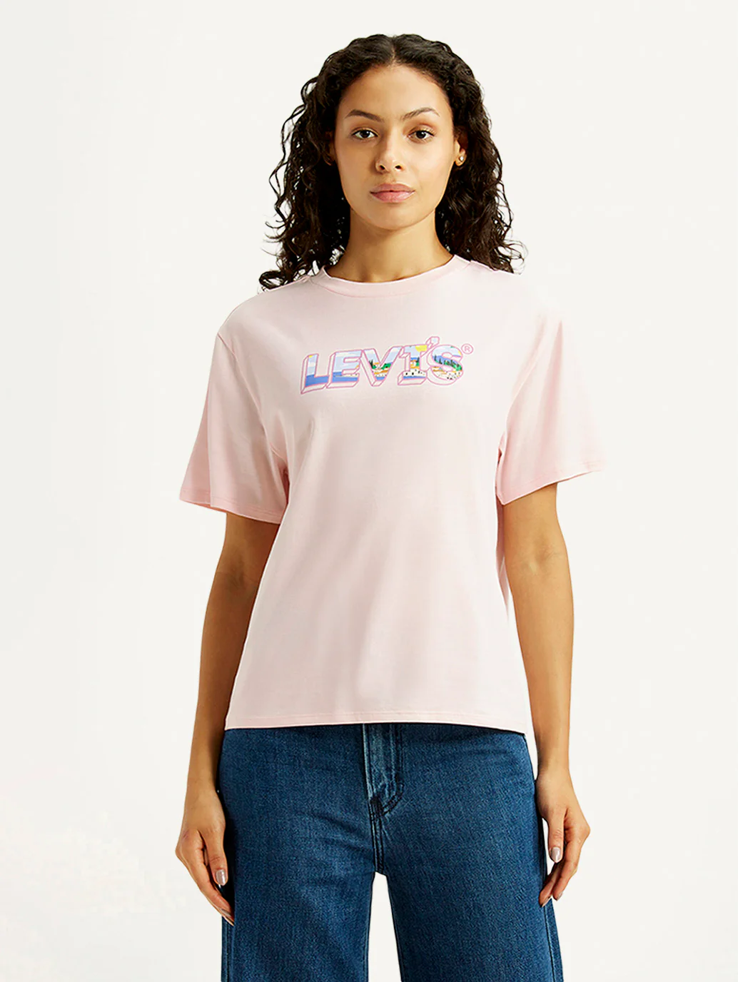 Women's Brand Logo Pink Relaxed Fit T-shirt