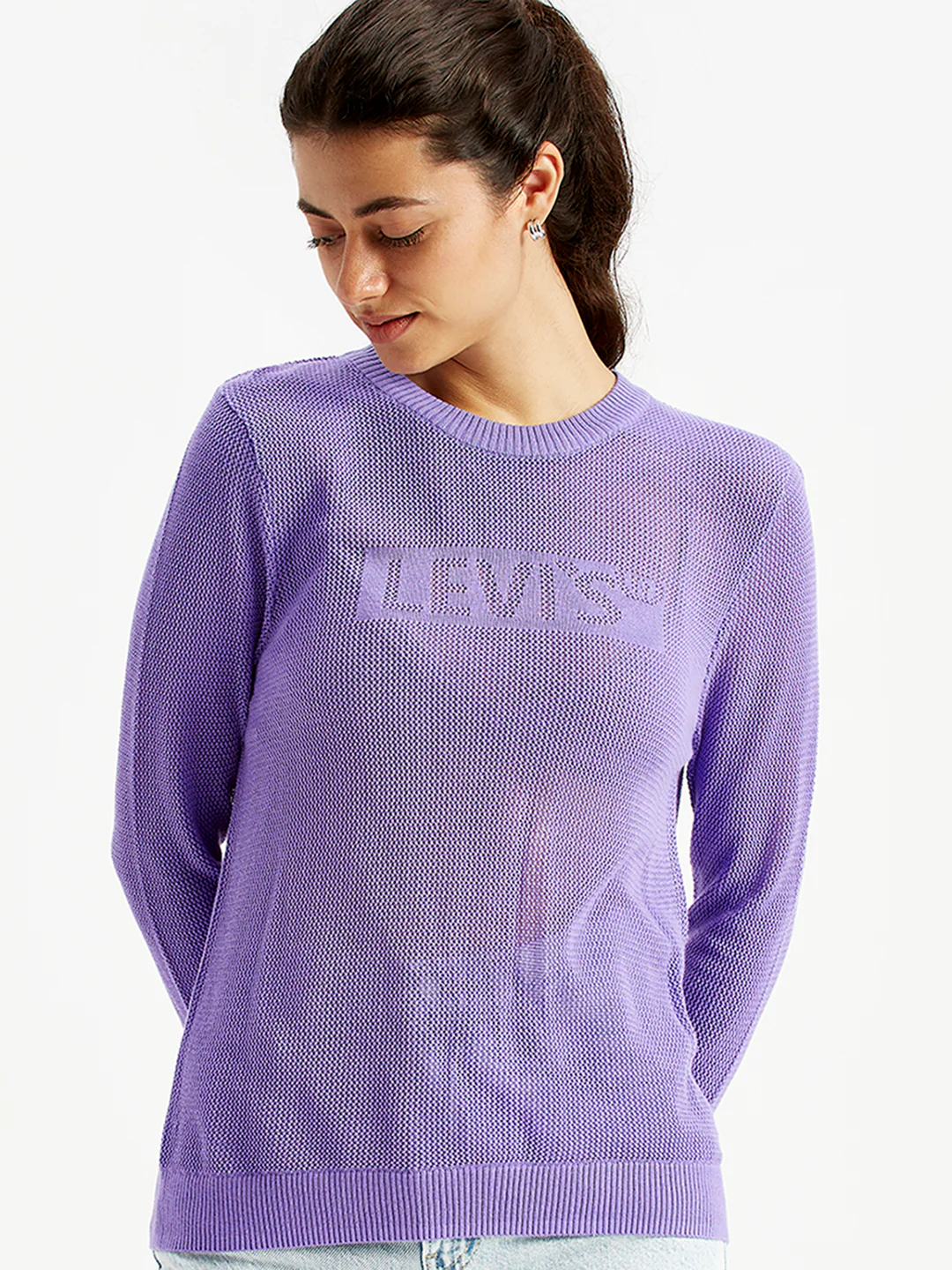Women's Brand Logo Purple Crew Neck Sweater - Image 4