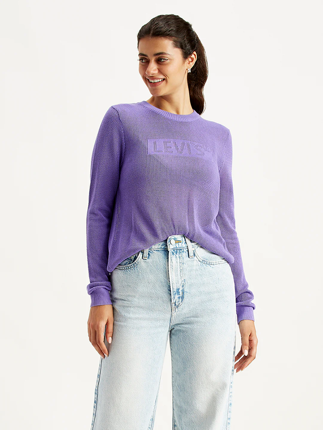 Women's Brand Logo Purple Crew Neck Sweater - Image 5
