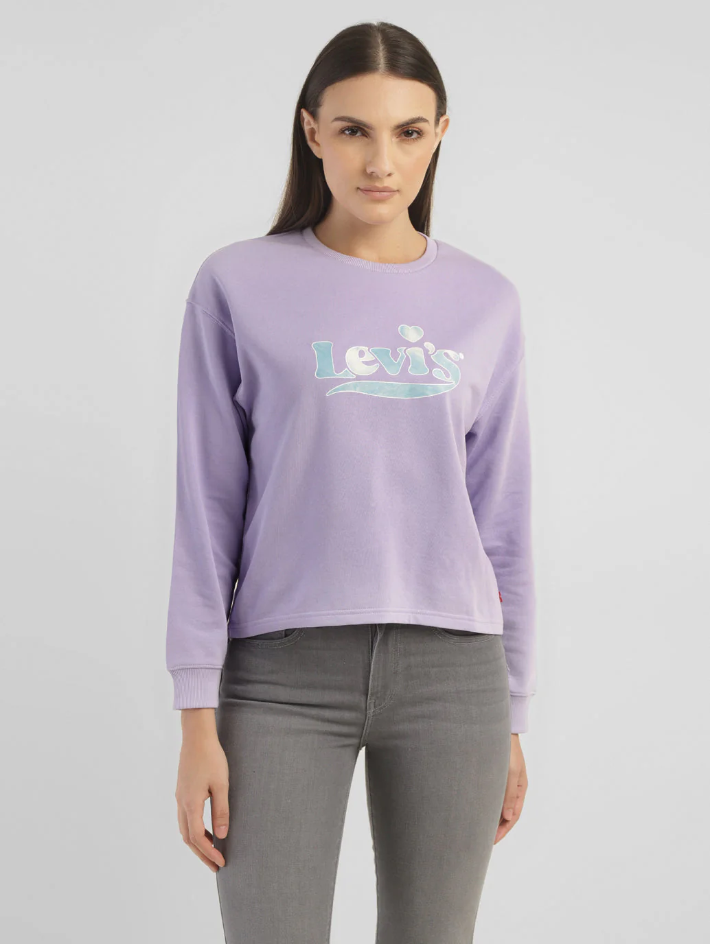 Women's Brand Logo Purple Crew Neck Sweatshirt - Image 2