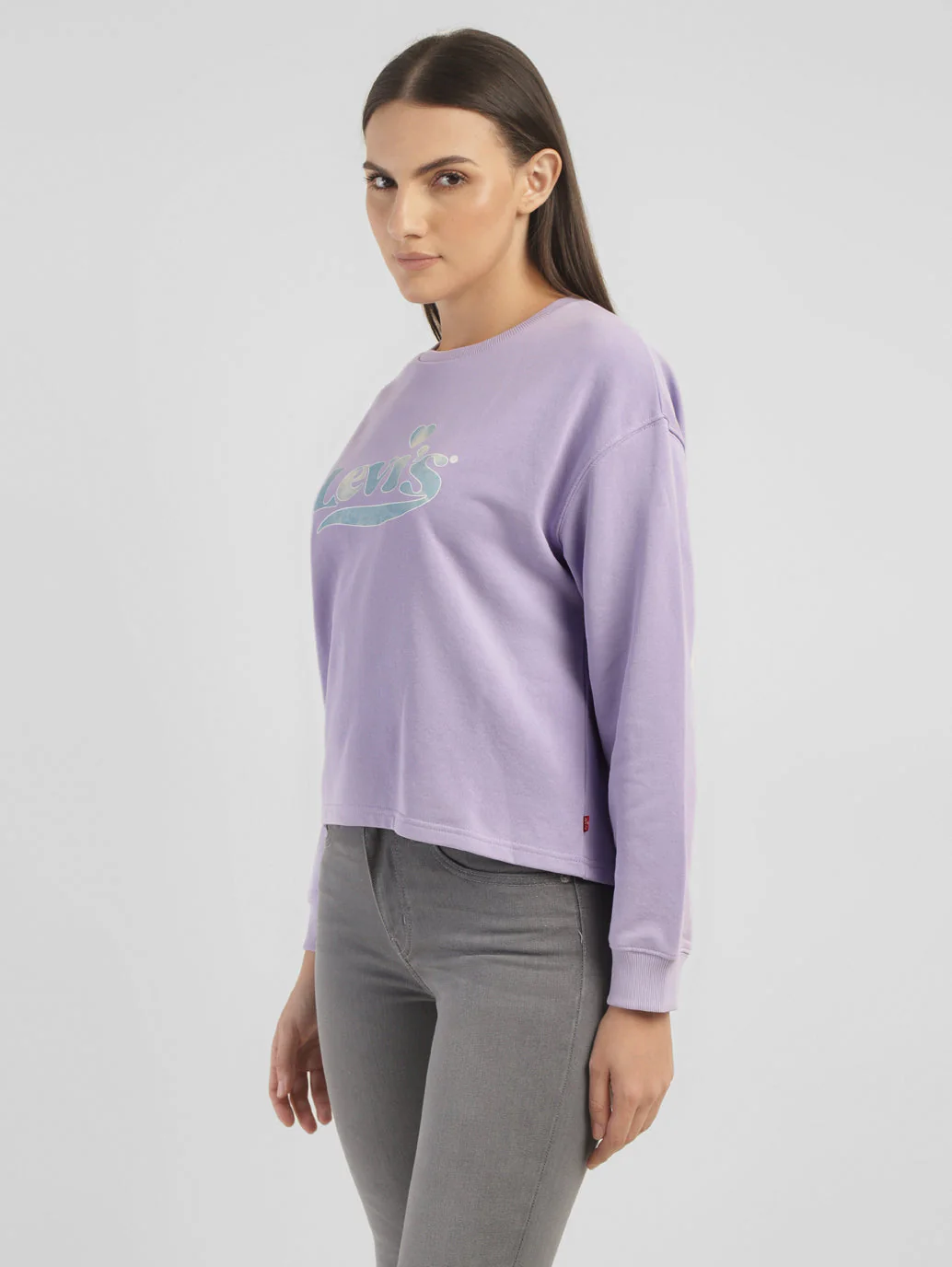 Women's Brand Logo Purple Crew Neck Sweatshirt - Image 4