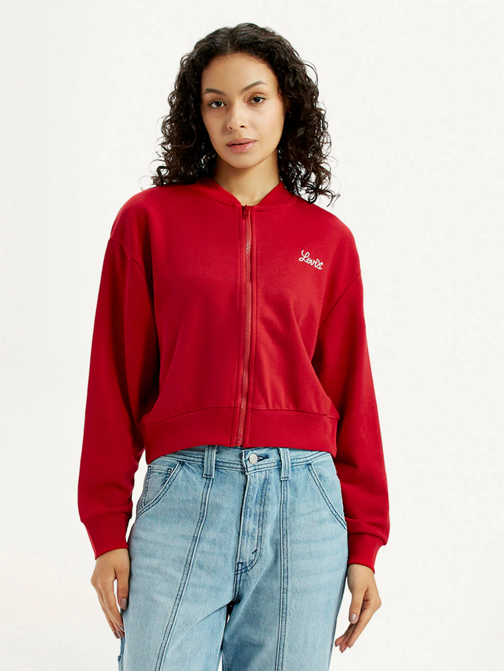 Women's Brand Logo Red Collar Neck Sweatshirt - Image 2