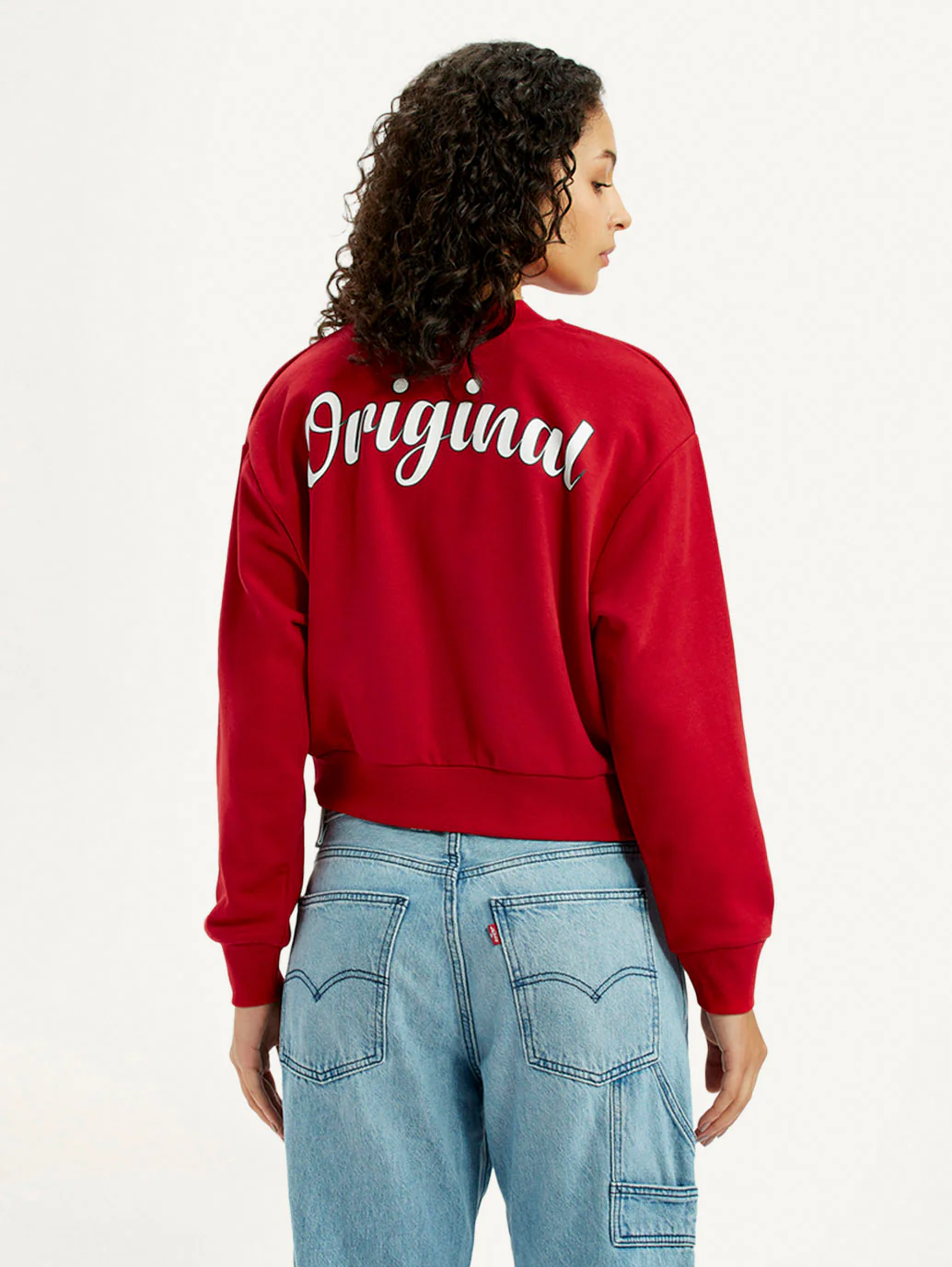 Women's Brand Logo Red Collar Neck Sweatshirt - Image 3