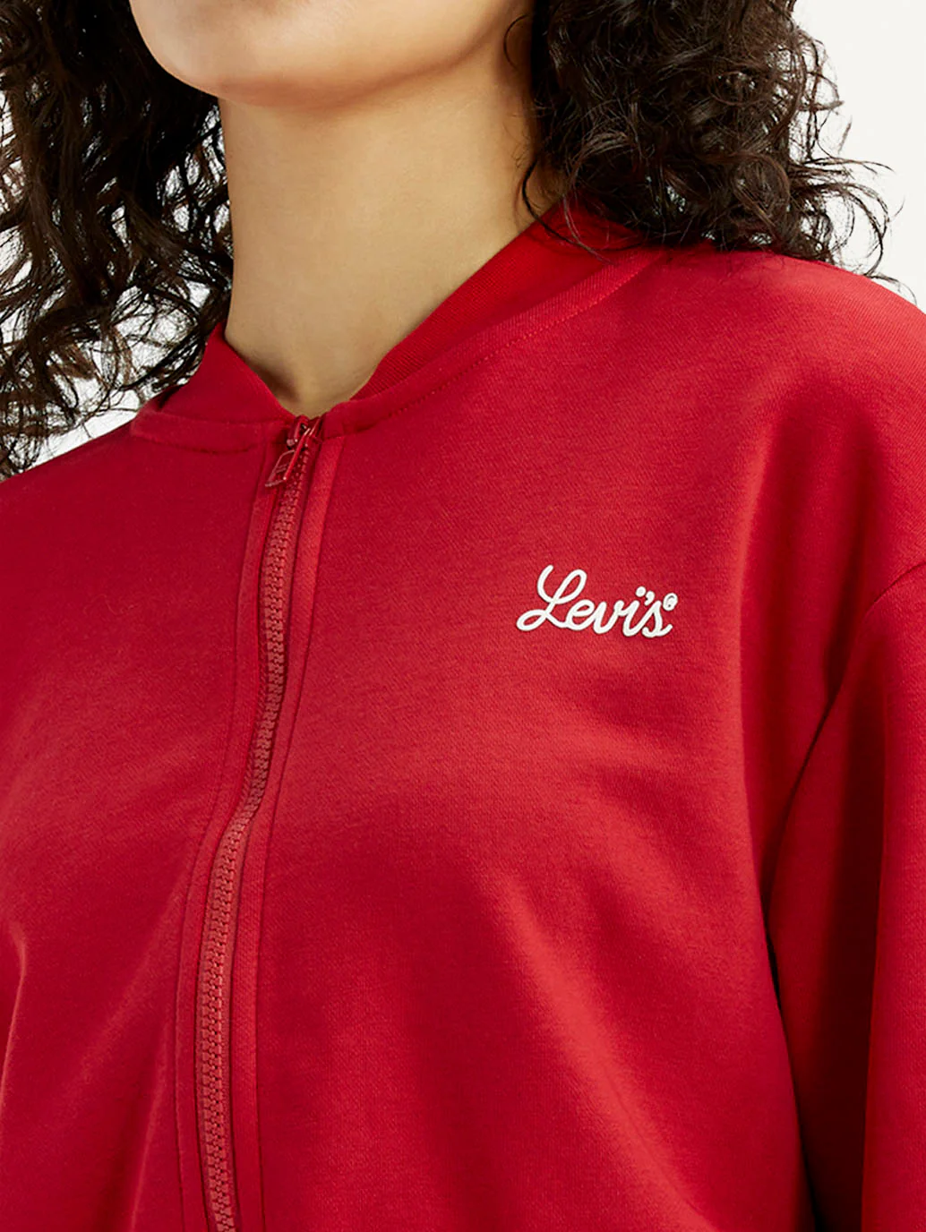 Women's Brand Logo Red Collar Neck Sweatshirt - Image 4