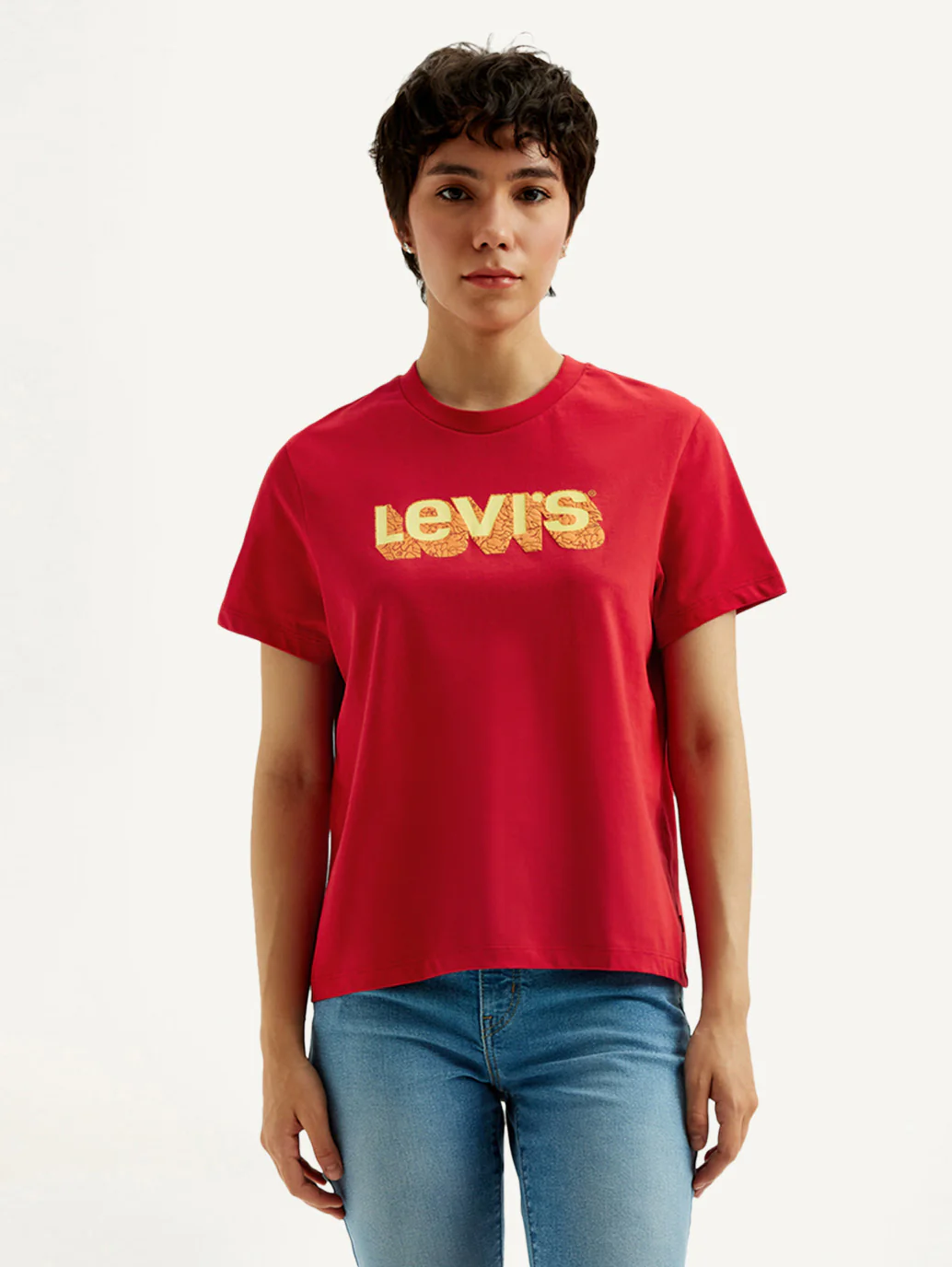 Women's Brand Logo Red Crew Neck T-Shirt - Image 2