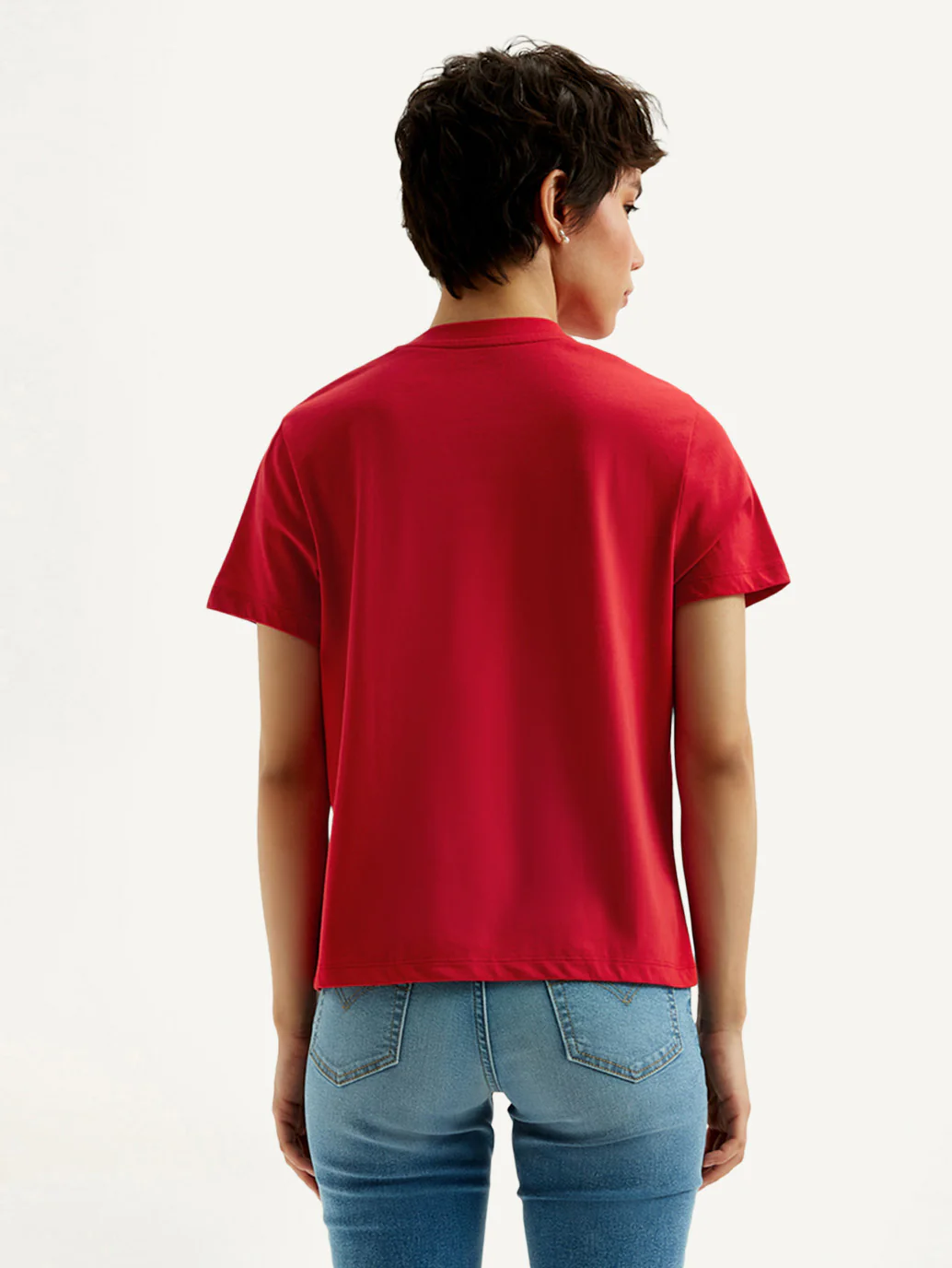 Women's Brand Logo Red Crew Neck T-Shirt - Image 3