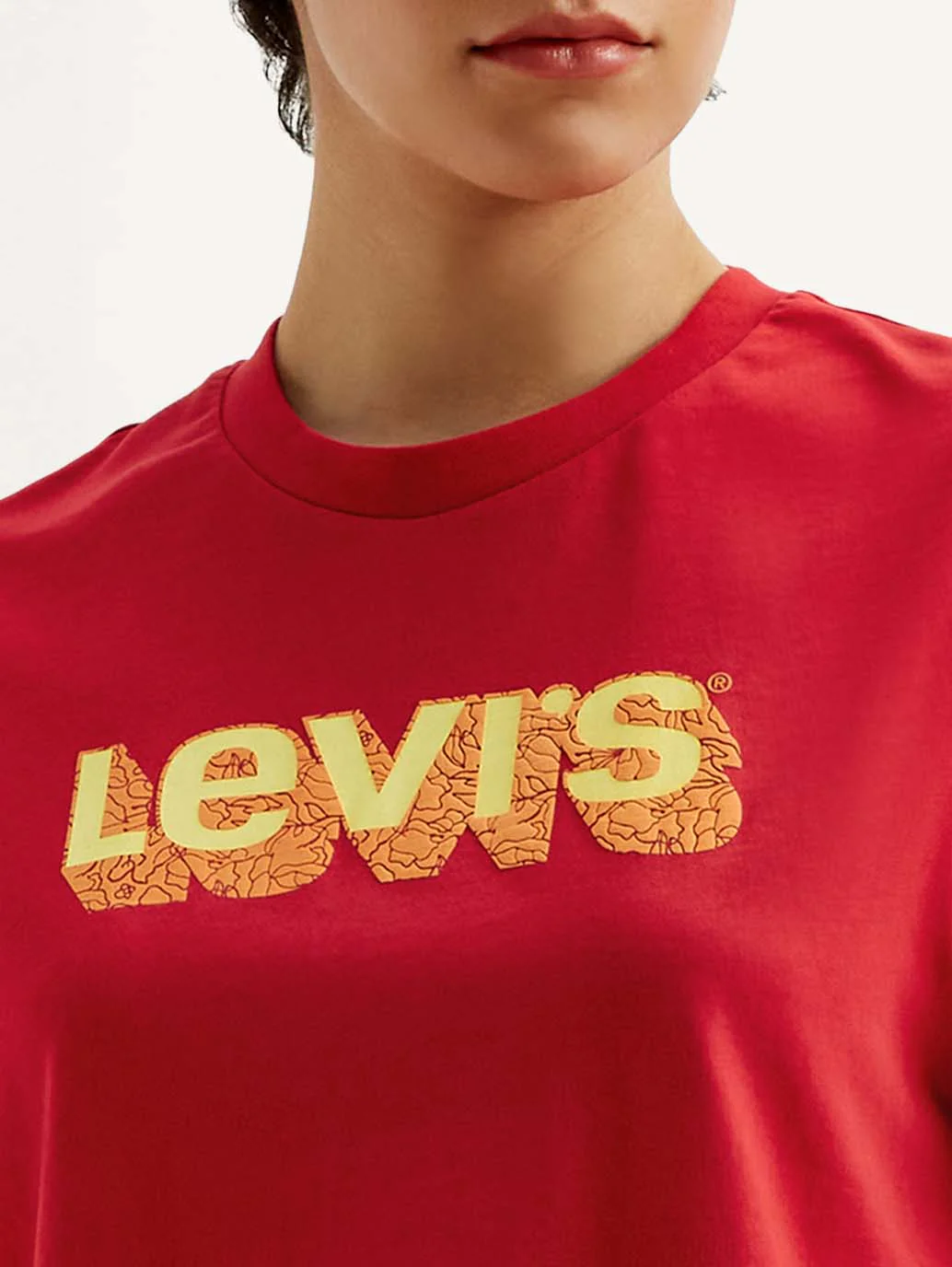 Women's Brand Logo Red Crew Neck T-Shirt - Image 4