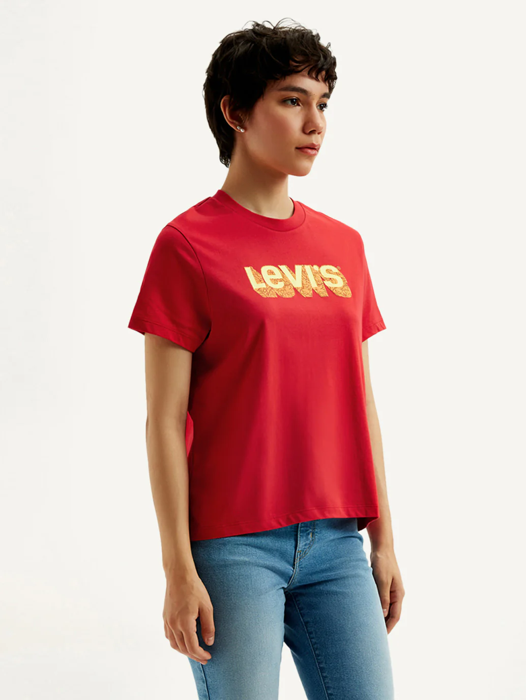 Women's Brand Logo Red Crew Neck T-Shirt - Image 5