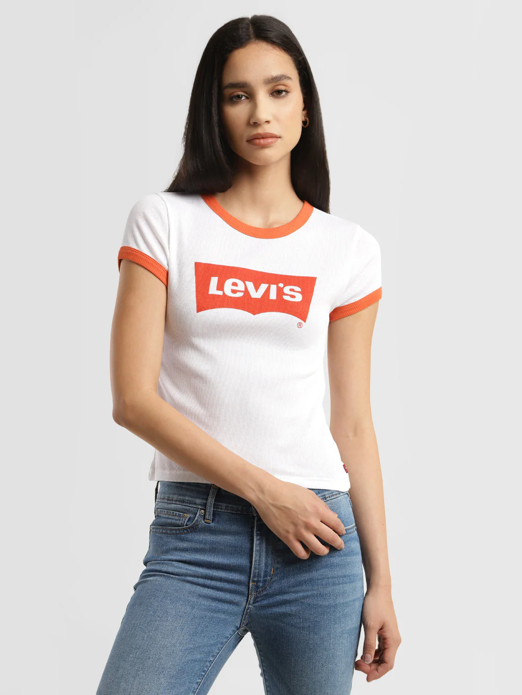 Women's Brand Logo Ringer Rib T Shirts - Image 2