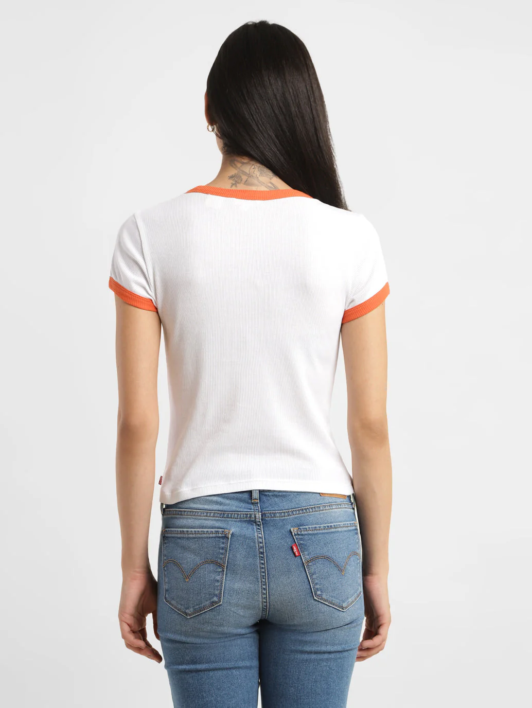 Women's Brand Logo Ringer Rib T Shirts - Image 3