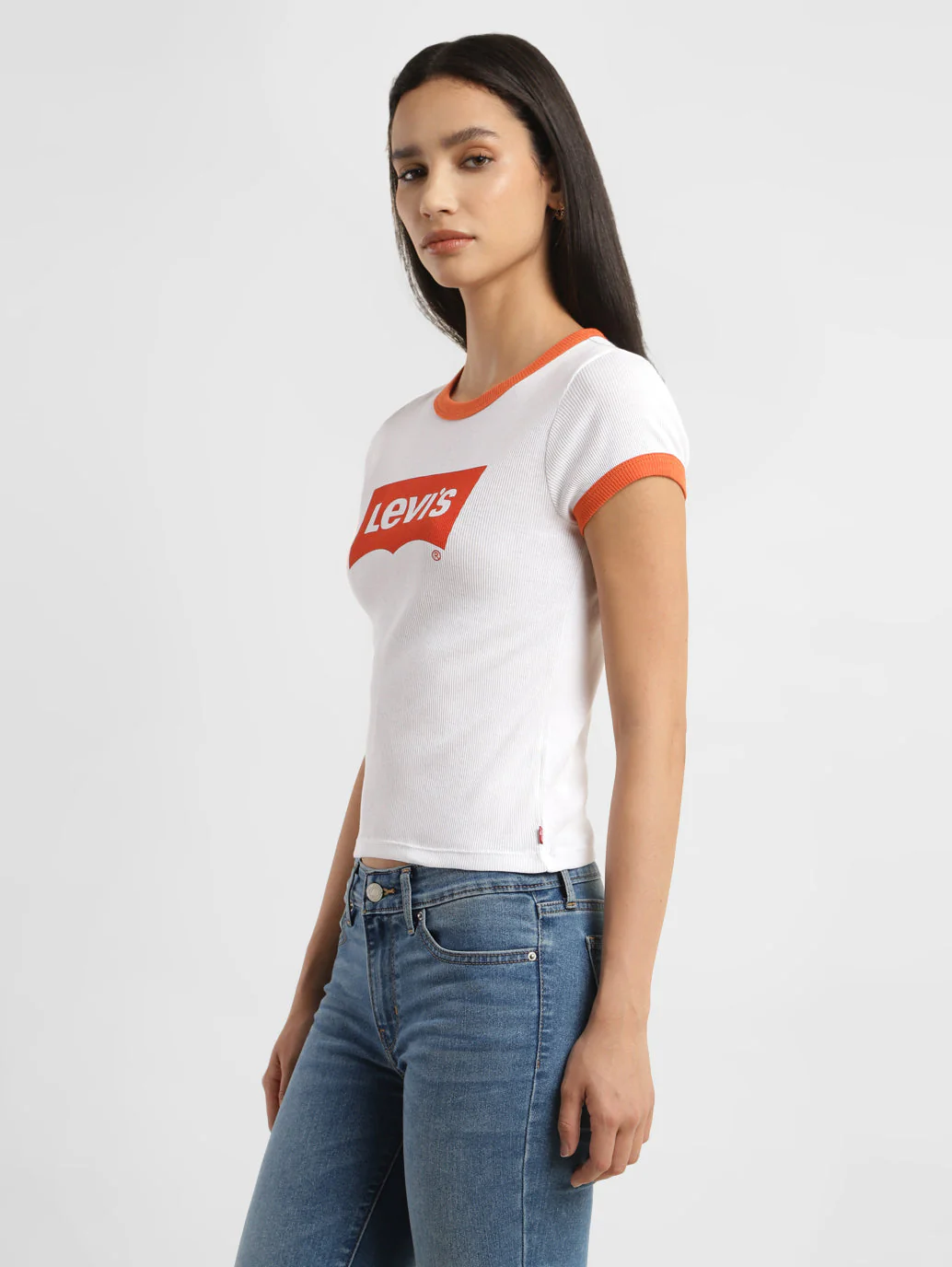 Women's Brand Logo Ringer Rib T Shirts - Image 4