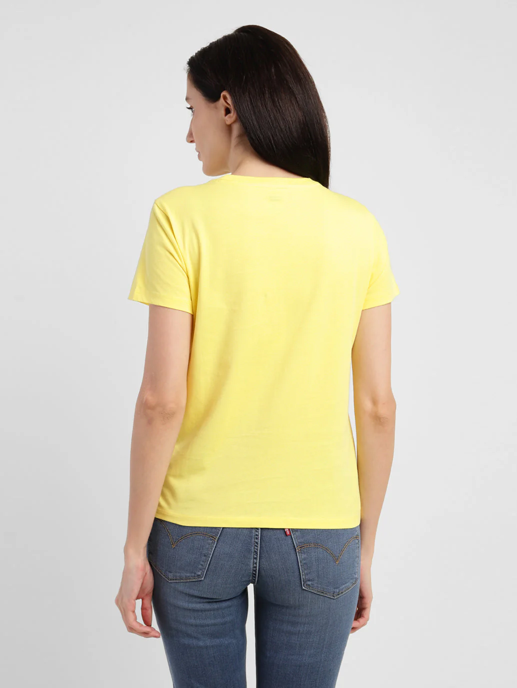 Women's Brand Logo Round Neck T-shirt Yellow - Image 3