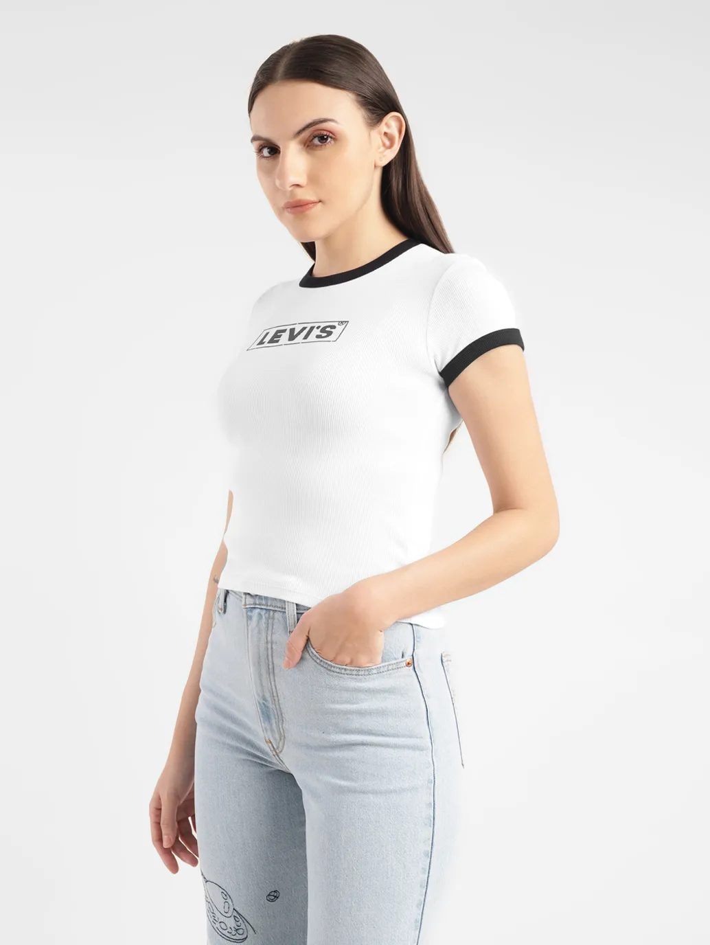Women's Brand Logo Slim Fit T-shirt - Image 4