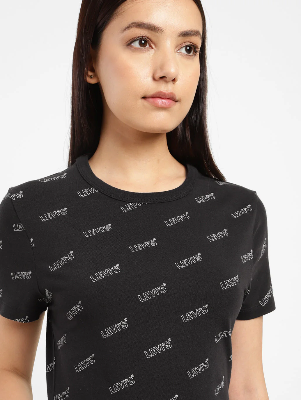 Women's Brand Logo Slim Fit T-shirt Black - Image 11
