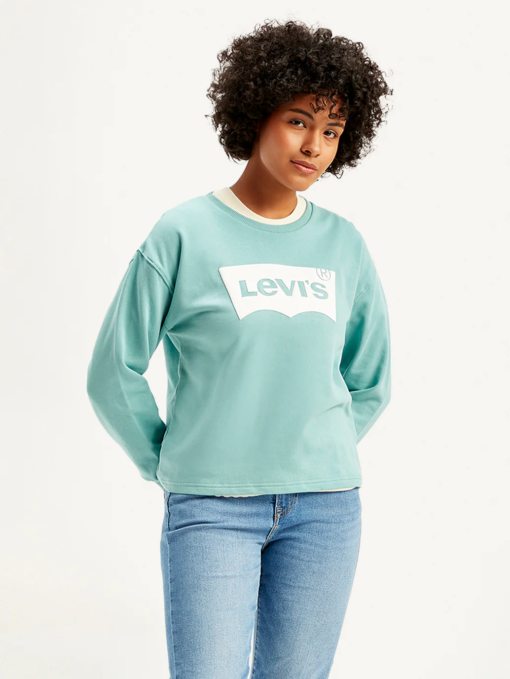 Women's Brand Logo Blue Crew Neck Sweatshirt - Image 2