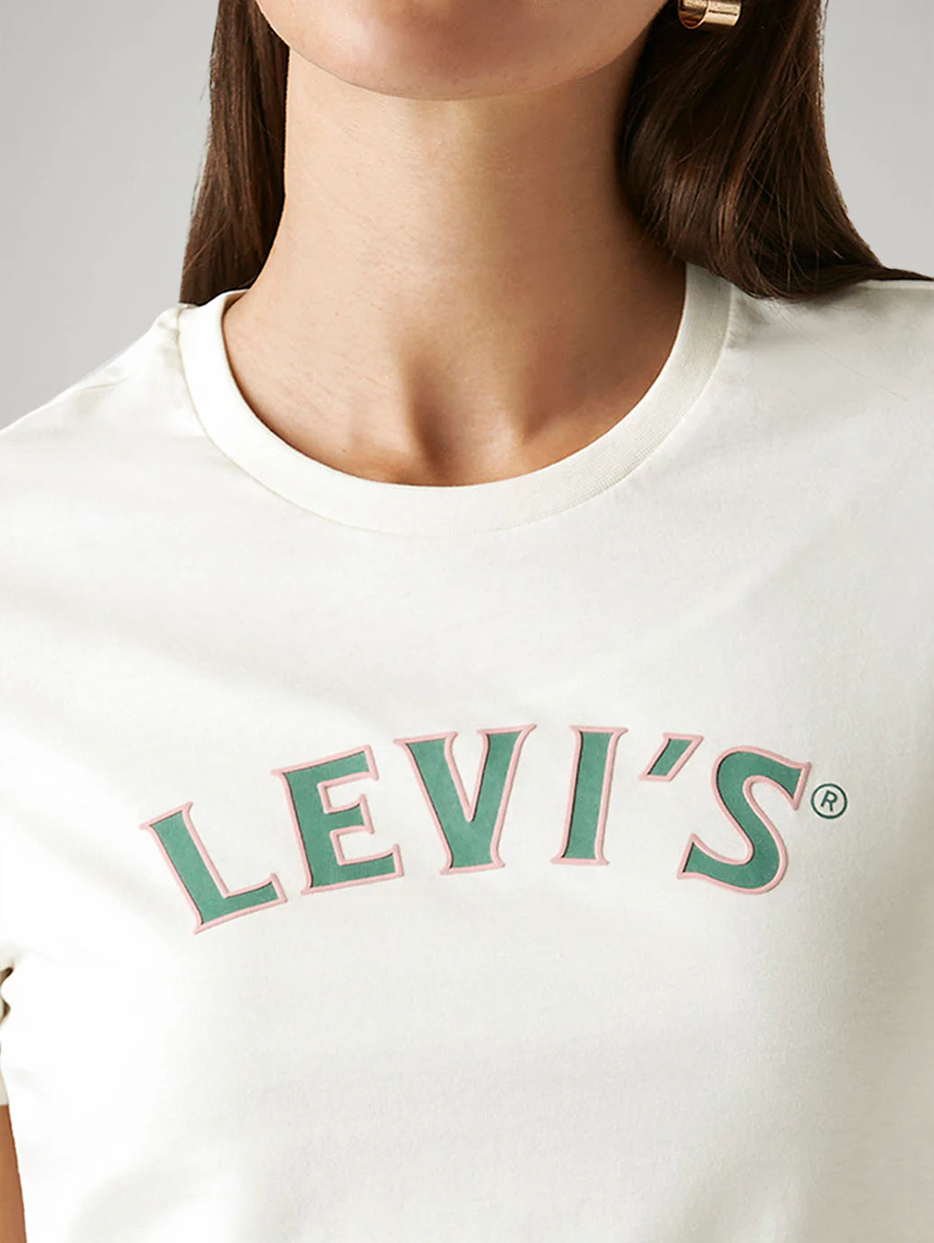 Women's Brand Logo White Crew Neck T-shirt - Image 3