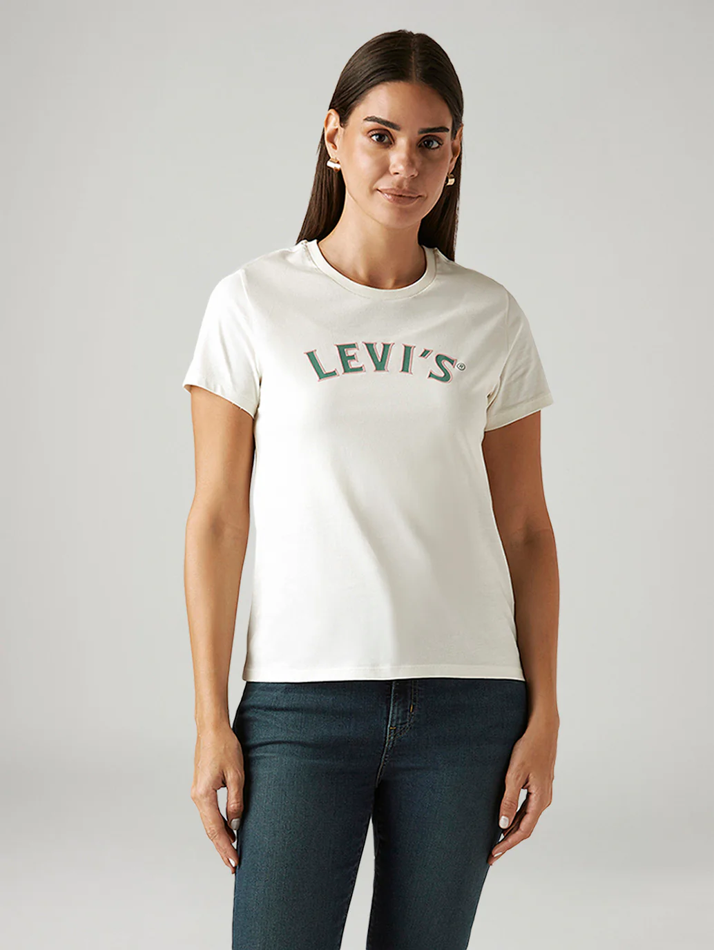 Women's Brand Logo White Crew Neck T-shirt - Image 4