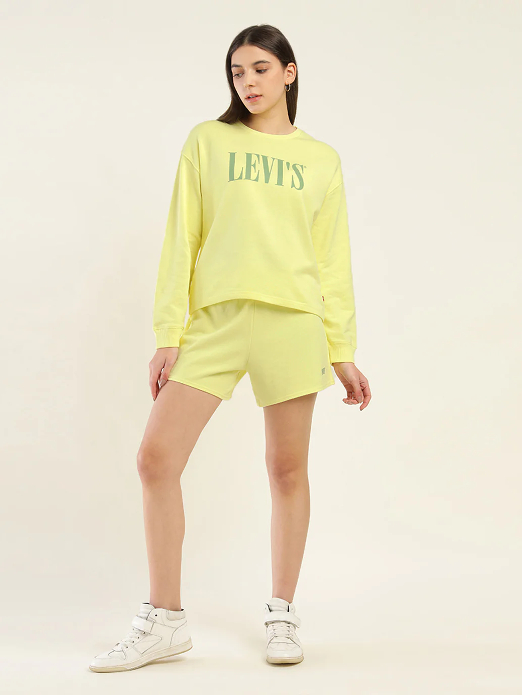 Women's Brand Logo Yellow Crew Neck Co-ord Set - Image 2