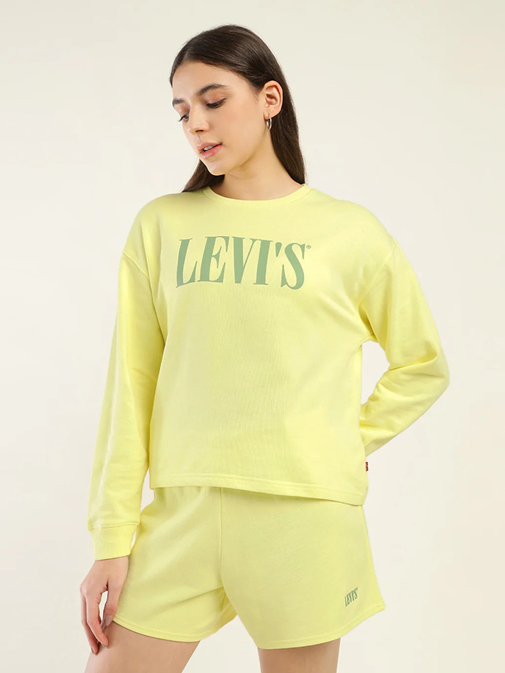 Women's Brand Logo Yellow Crew Neck Co-ord Set - Image 4