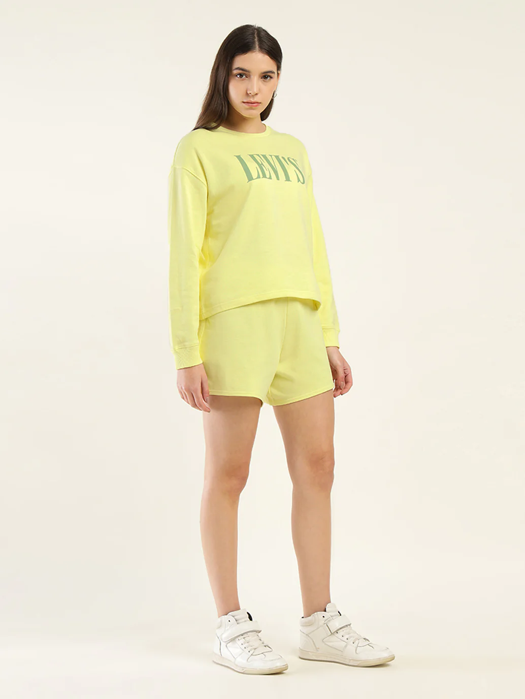 Women's Brand Logo Yellow Crew Neck Co-ord Set - Image 5