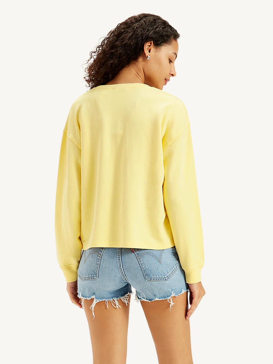 Women's Brand Logo Yellow Crew Neck Sweatshirt - Image 3
