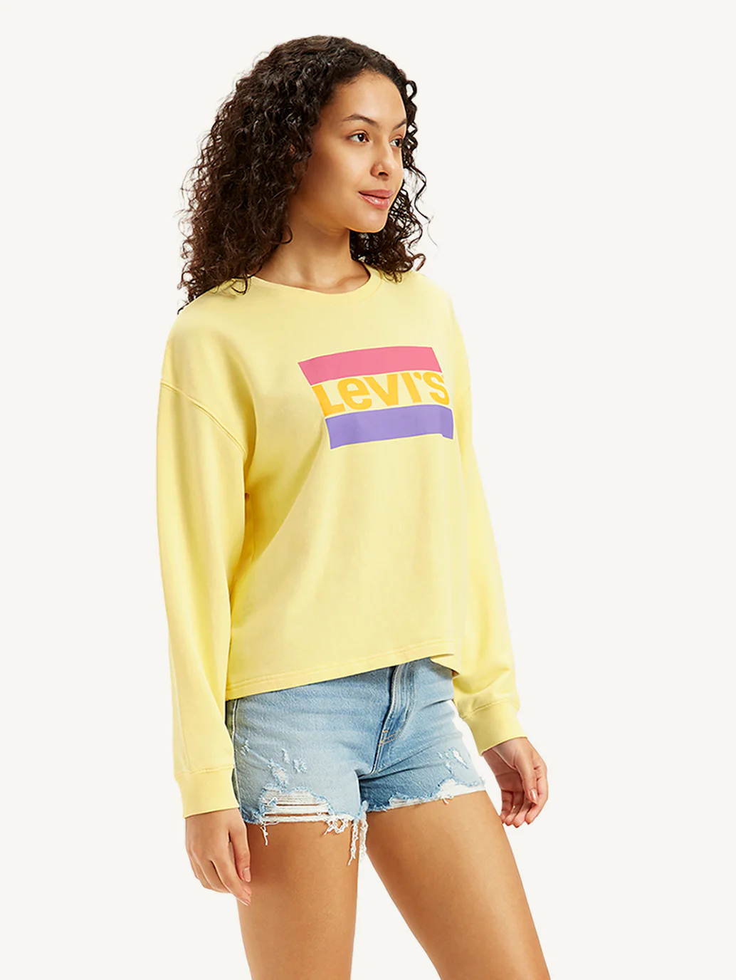 Women's Brand Logo Yellow Crew Neck Sweatshirt - Image 5