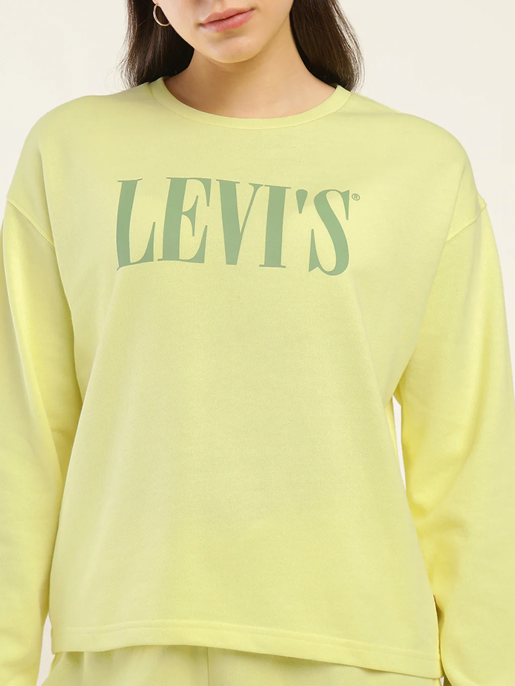 Women's Brand Logo Yellow Crew Neck Sweatshirt - Image 4