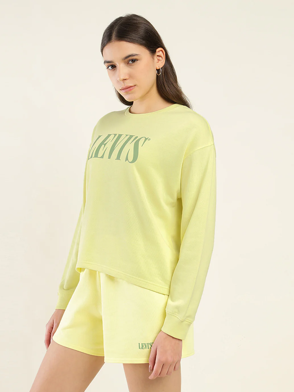 Women's Brand Logo Yellow Crew Neck Sweatshirt - Image 5