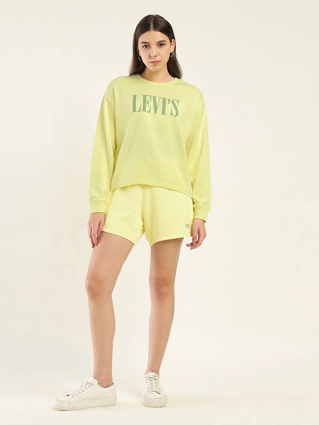 Women's Brand Logo Yellow Crew Neck Sweatshirt - Image 6