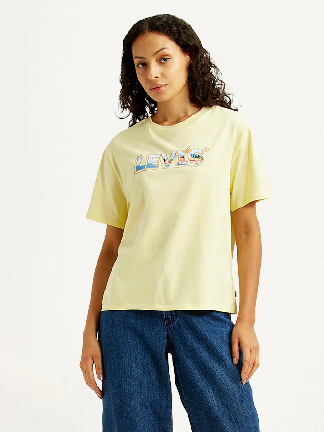 Women's Brand Logo Yellow Relaxed Fit T-shirt