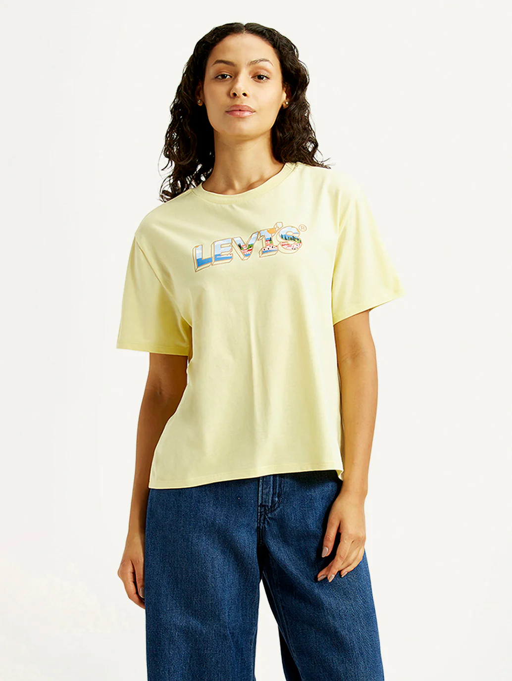 Women's Brand Logo Yellow Relaxed Fit T-shirt - Image 2