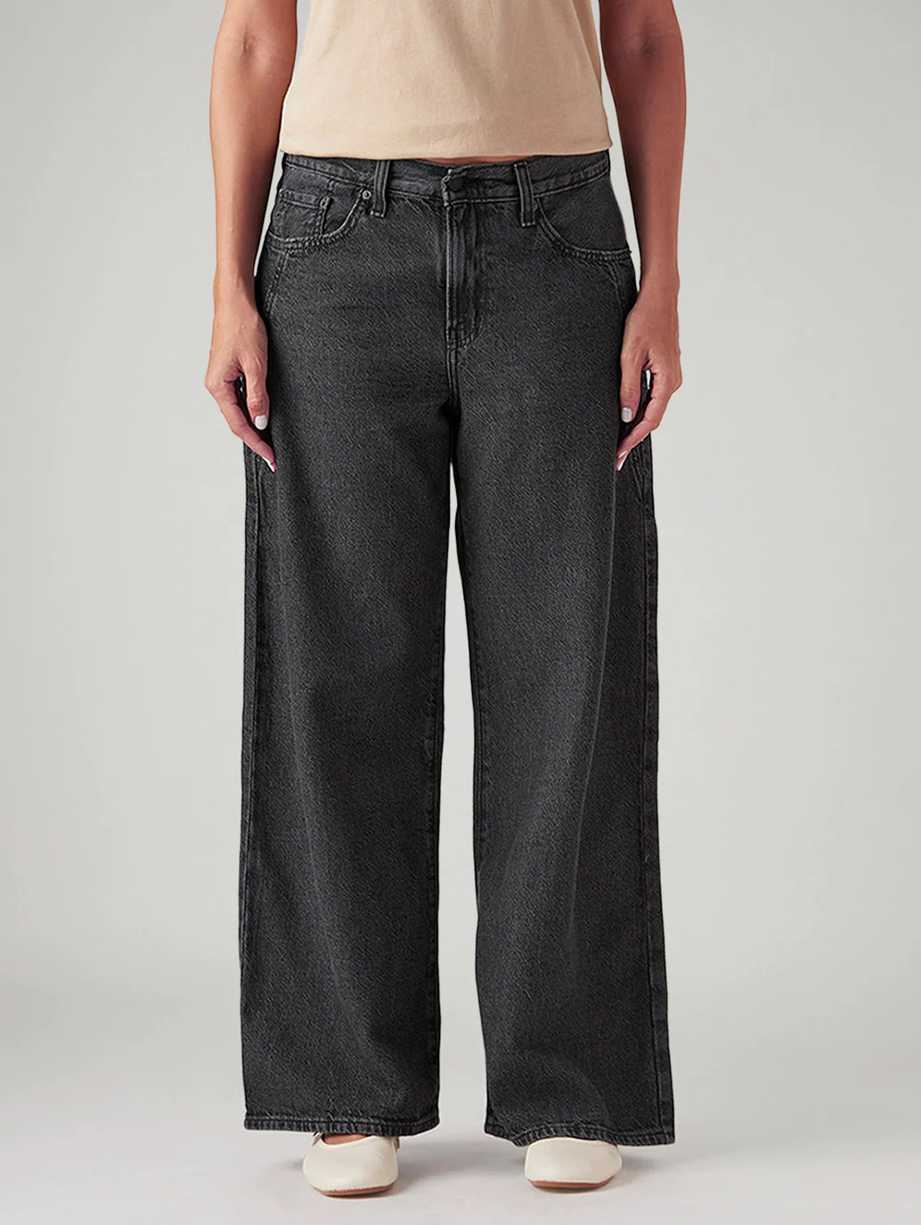 Women's Charcoal Grey Loose Fit Mid Rise Jeans - Image 2