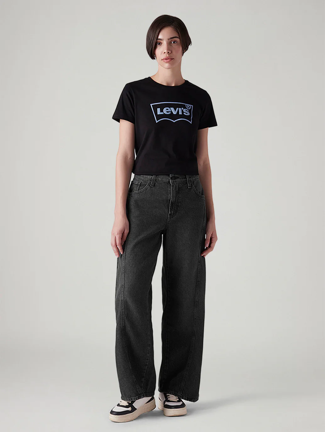 Women's Charcoal Grey XL Straight Loose Fit Mid Rise Jeans