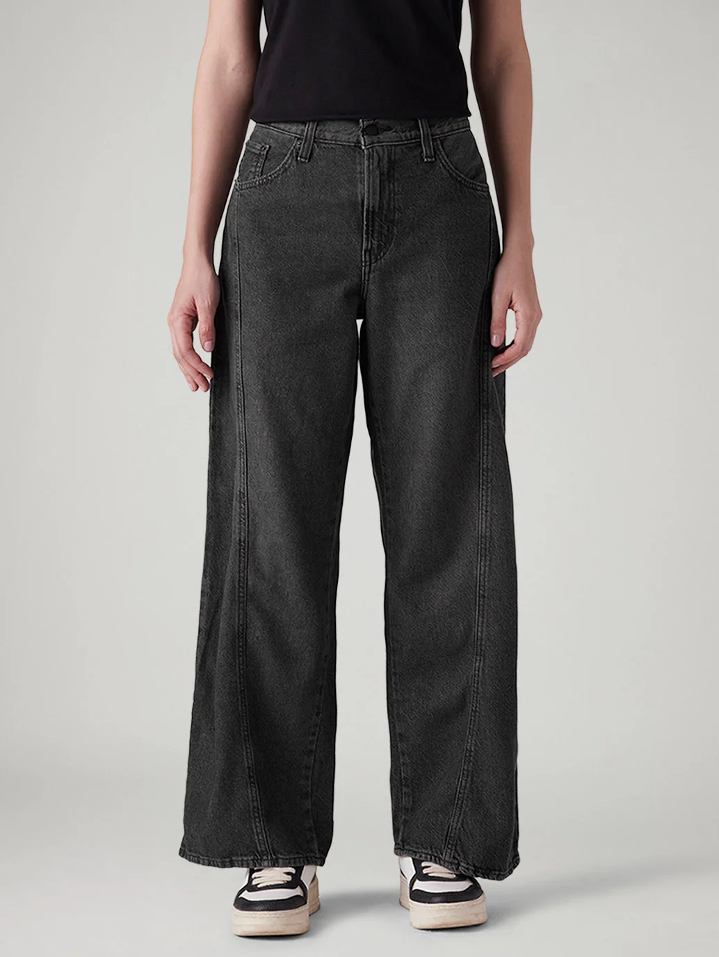 Women's Charcoal Grey XL Straight Loose Fit Mid Rise Jeans - Image 2