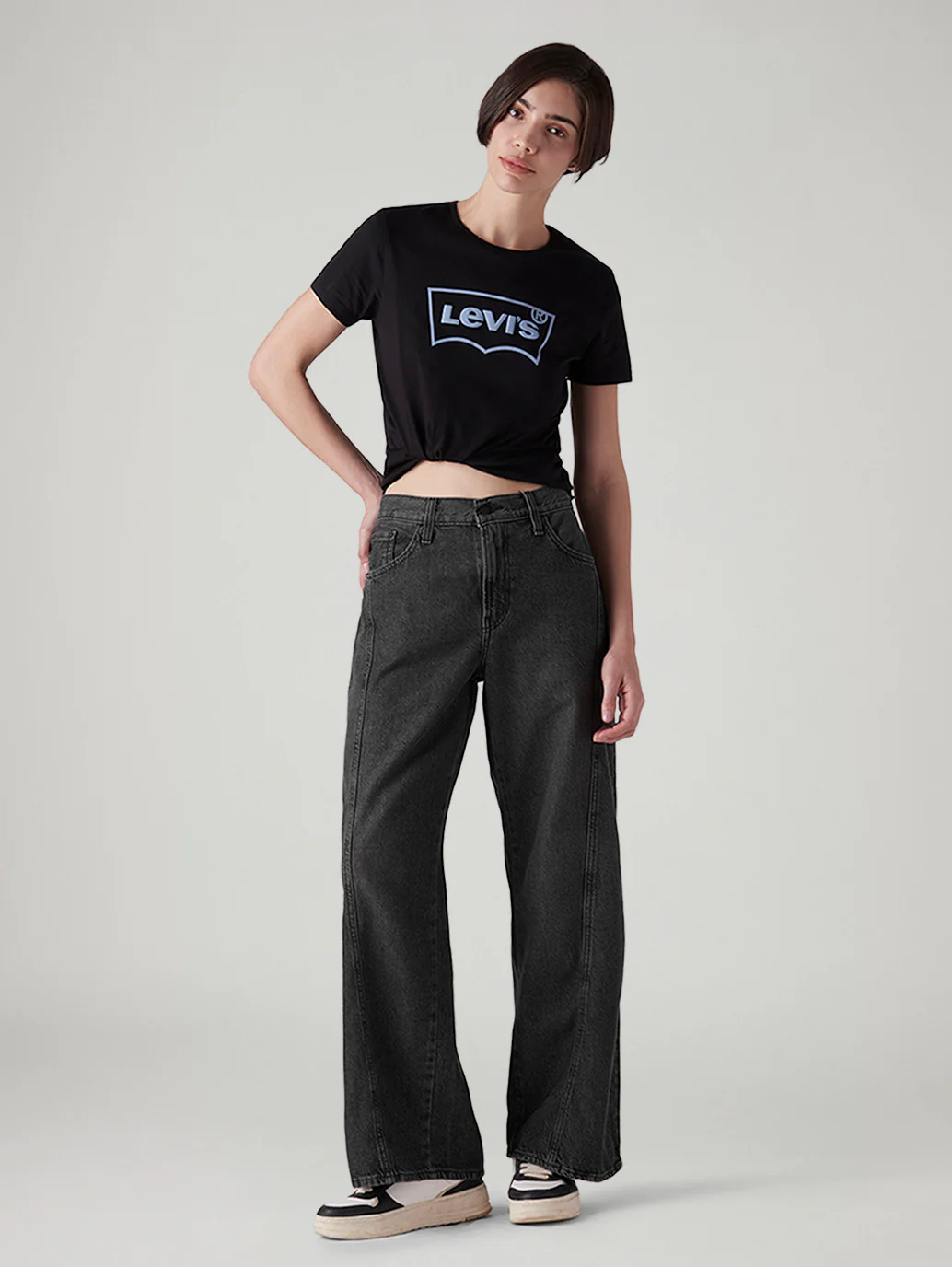 Women's Charcoal Grey XL Straight Loose Fit Mid Rise Jeans - Image 6