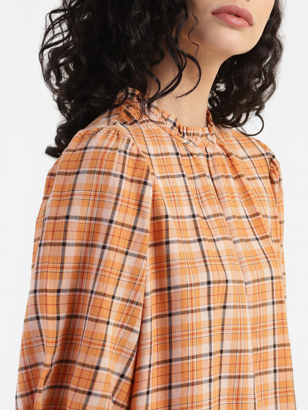 Women's Checkered Band Neck Top - Image 6