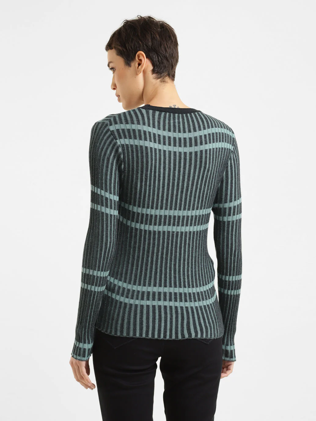 Women's Striped Round Neck Top - Image 3