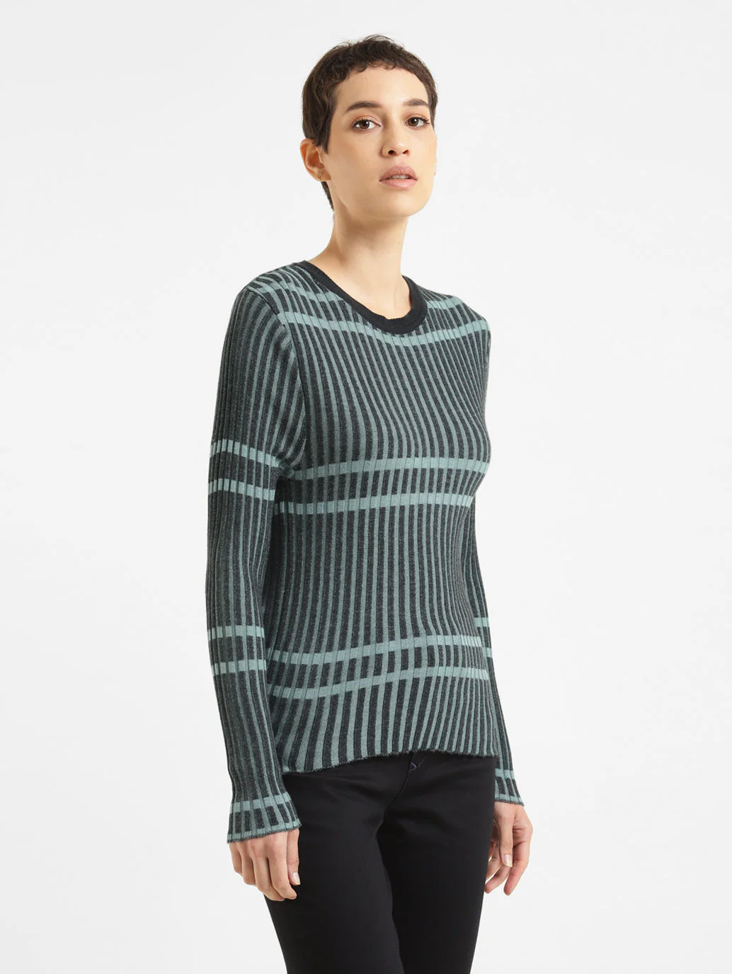 Women's Striped Round Neck Top - Image 4