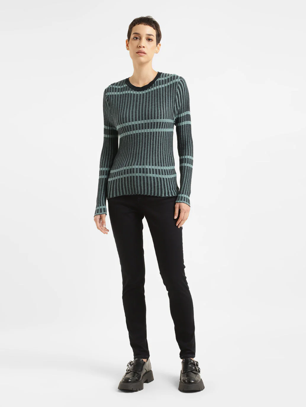 Women's Striped Round Neck Top - Image 6