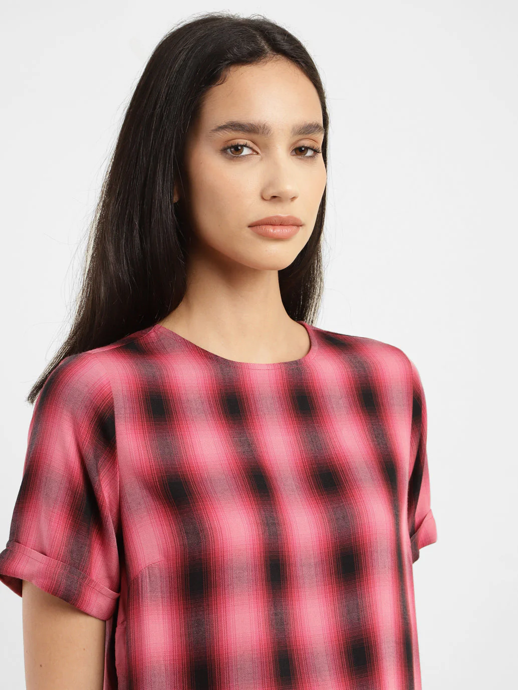 Women's Checkered Round Neck Top - Image 5