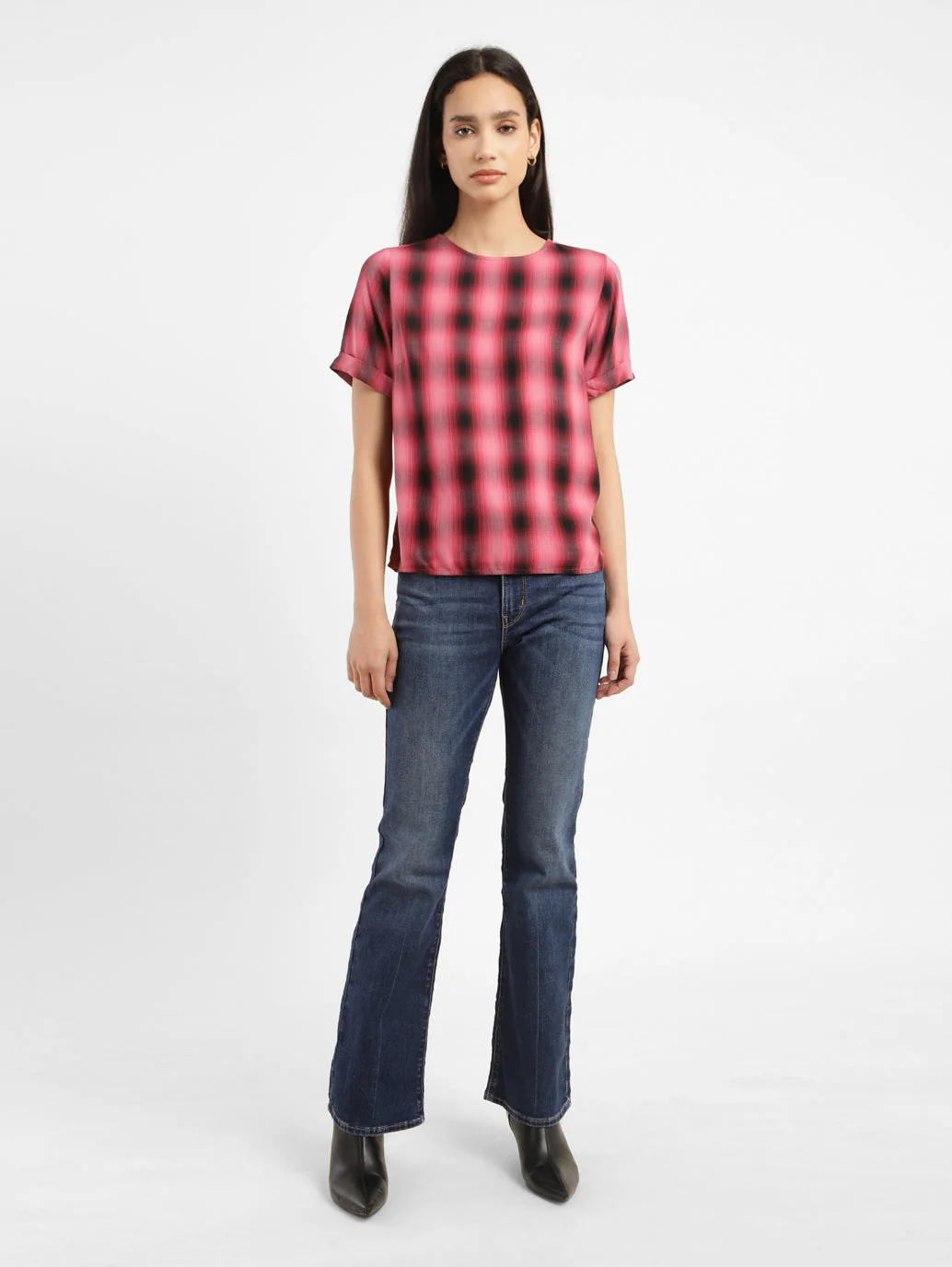 Women's Checkered Round Neck Top - Image 6