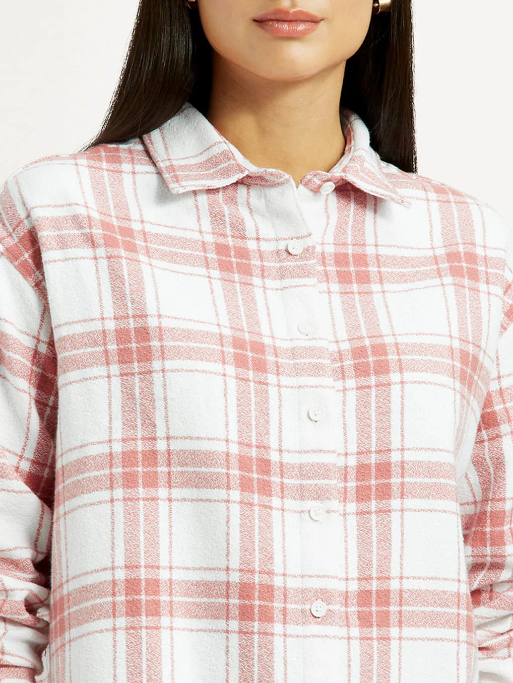 Women's Checkered Pink Relaxed Fit Shirt - Image 3