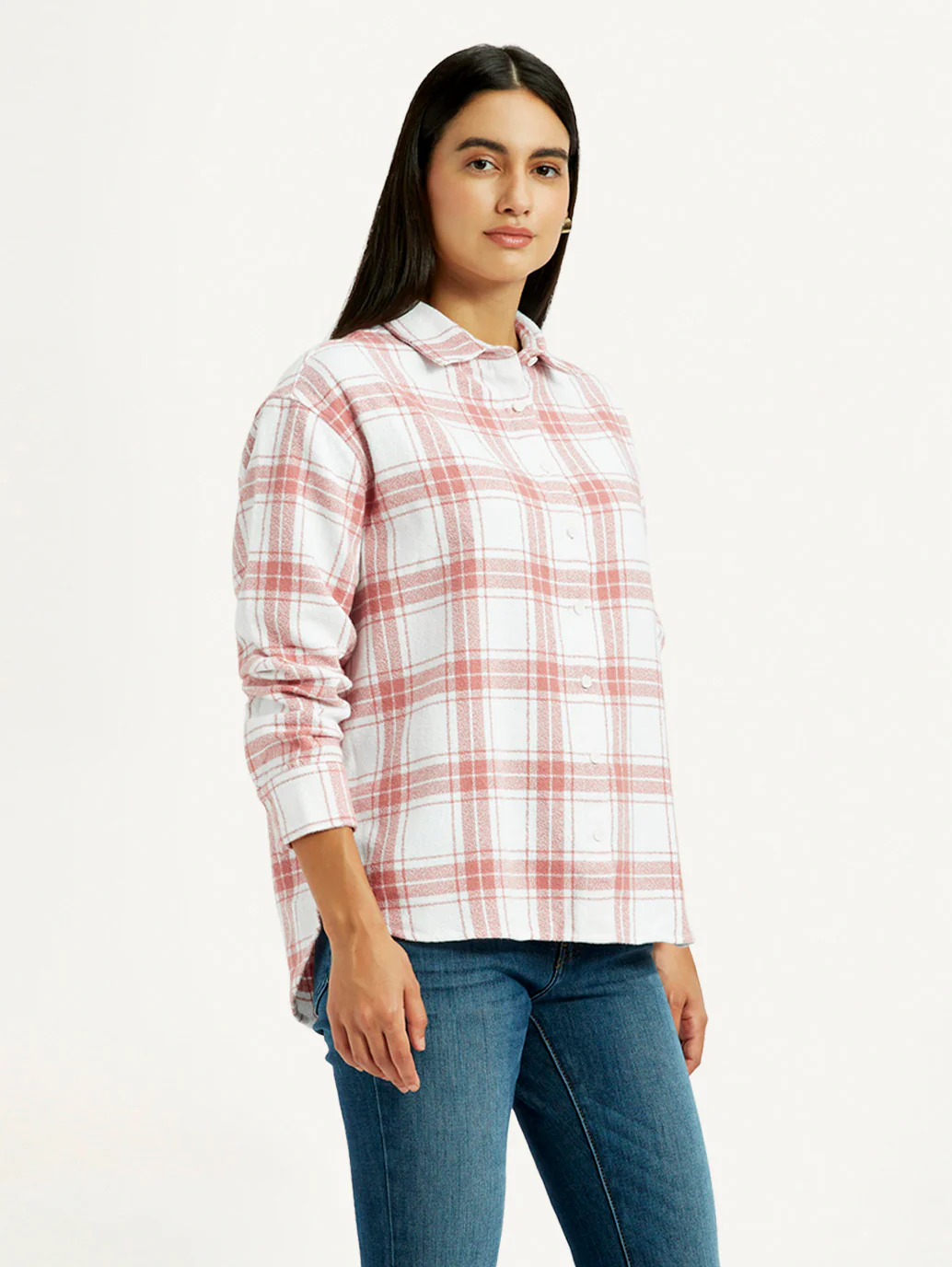 Women's Checkered Pink Relaxed Fit Shirt - Image 4