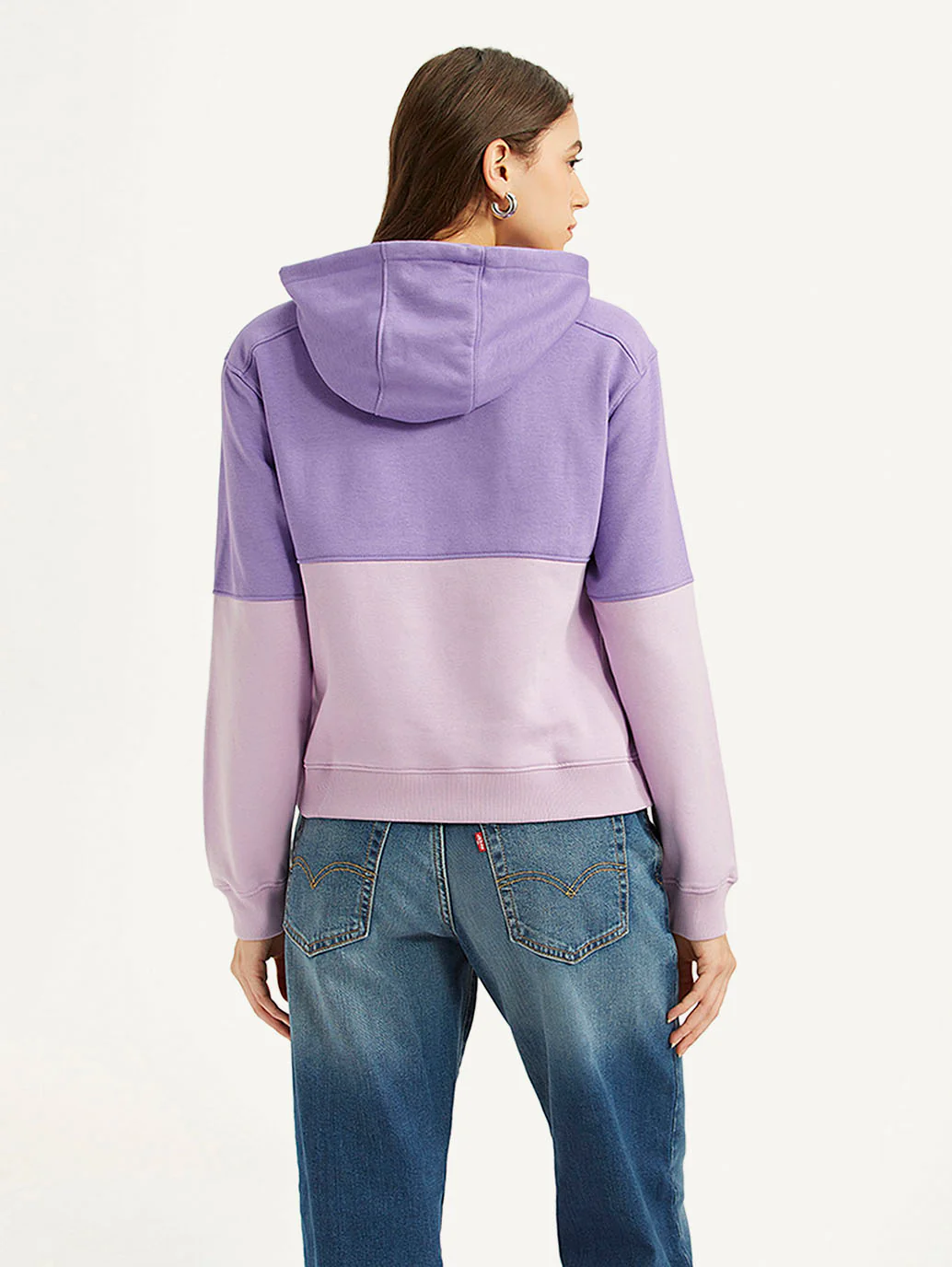 Women's Colorblock Lavender Hooded Sweatshirt - Image 3